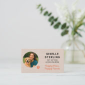 Linen Pet Sitting Photo Paw Print Minimalist 名刺 (スタンド正面)