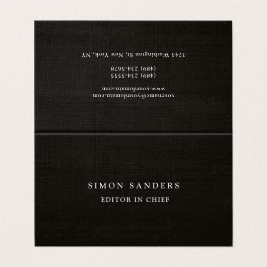 Linen Plain Unique Minimalist Smoky Black 名刺 (外部フラット)