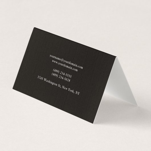 Linen Plain Unique Minimalist Smoky Black 名刺 (裏面)