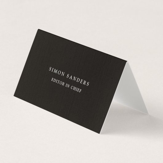 Linen Plain Unique Minimalist Smoky Black 名刺 (正面)