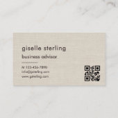 Linen QR Code Minimalist Monogram  名刺 (裏面)