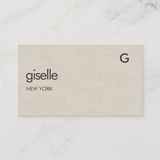 Linen QR Code Minimalist Monogram 名刺 (正面)