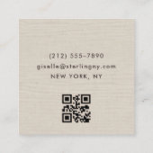 Linen QR Code Modern Minimal Typography  スクエア名刺 (裏面)