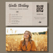 Linen QR Code Photo Monogram Social Media  名刺