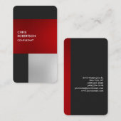 Linen Red カラフル Gray Roundedプロファイルカード 名刺 (正面/裏面)