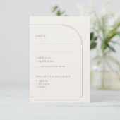 Linen & Sage Green Arch Minimalist w Meal Choice 出欠カード (スタンド正面)