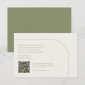  Linen & Sage Green with QR Code Boho Minimalist  出欠カード (正面/裏面)