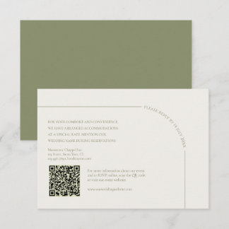  Linen & Sage Green with QR Code Boho Minimalist  出欠カード