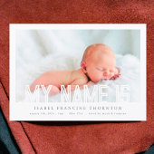 LINESはっきりした文字名コラージュ写真ベビー誕生 案内状