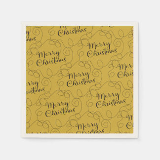 LINES付きクリスマスブラックシームレスパターン スタンダードカクテルナプキン