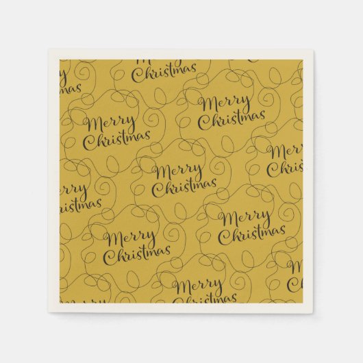 LINES付きクリスマスブラックシームレスパターン スタンダードカクテルナプキン (正面)