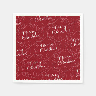 LINES付きクリスマスホワイトシームレスパターン スタンダードカクテルナプキン