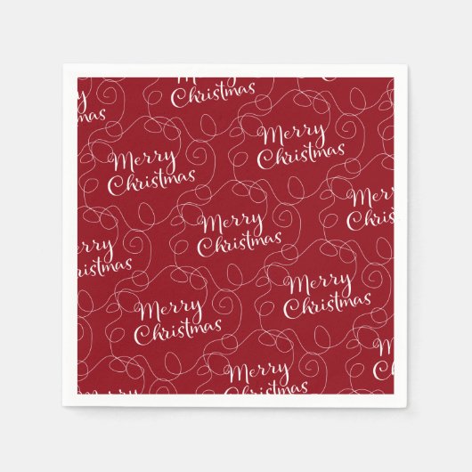 LINES付きクリスマスホワイトシームレスパターン スタンダードカクテルナプキン (正面)