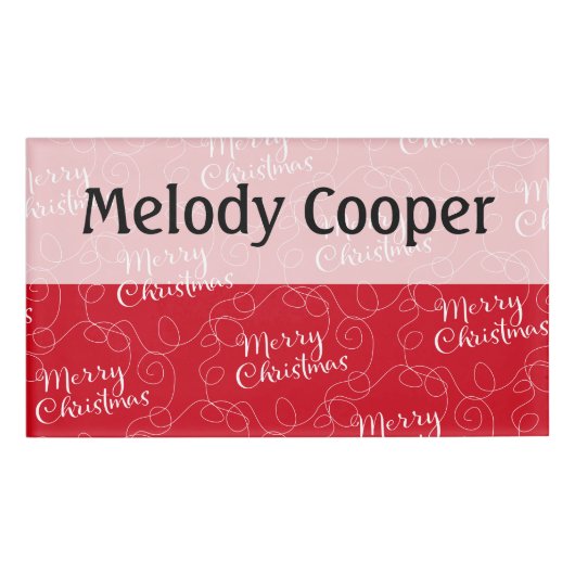 LINES付きクリスマスホワイトシームレスパターン 名札 (正面)