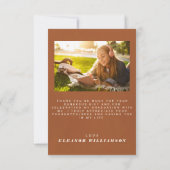 Lines モダン Terracotta 2写真卒業 サンキューカード (裏面)