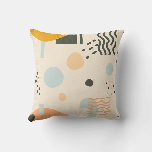 Lines and dots with circles on off-white   クッション (裏面)