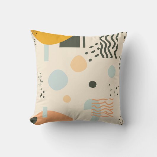 Lines and dots with circles on off-white クッション (正面)