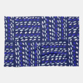 Lines and Geometric Blue and White Fun Designs キッチンタオル (横)