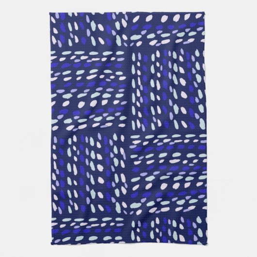 Lines and Geometric Blue and White Fun Designs キッチンタオル (縦)
