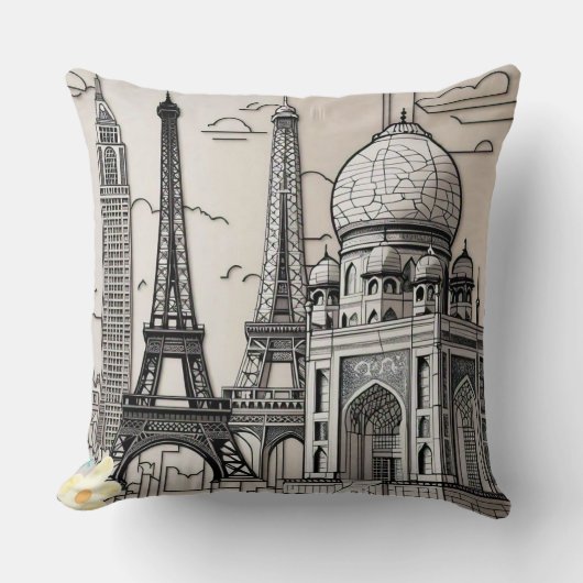 "Lines of the City" クッション (正面)