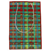 Lines-Trendy blue burnt brown tribal light ミディアムペーパーバッグ (正面)