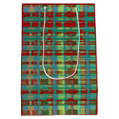 Lines-Trendy blue burnt brown tribal light ミディアムペーパーバッグ (裏面)