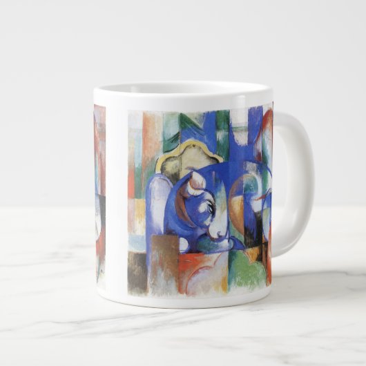 Ling Bull by Franz Marc, Cubism Artヴィンテージ ジャンボコーヒーマグカップ (正面右)