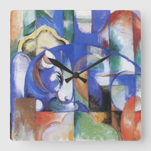 Ling Bull by Franz Marc, Cubism Artヴィンテージ スクエア壁時計 (正面)
