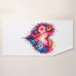 Linge de bain cœur artistique coloré バスタオルセット