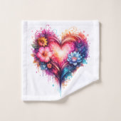 Linge de bain cœur artistique coloré バスタオルセット (ウォッシュタオル)