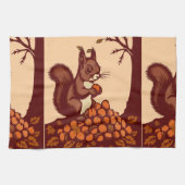 🐿️ Linge de Cuisine Écureuil d'Automne – Torchon  キッチンタオル (横)