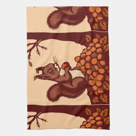 🐿️ Linge de Cuisine Écureuil d'Automne – Torchon  キッチンタオル (縦)