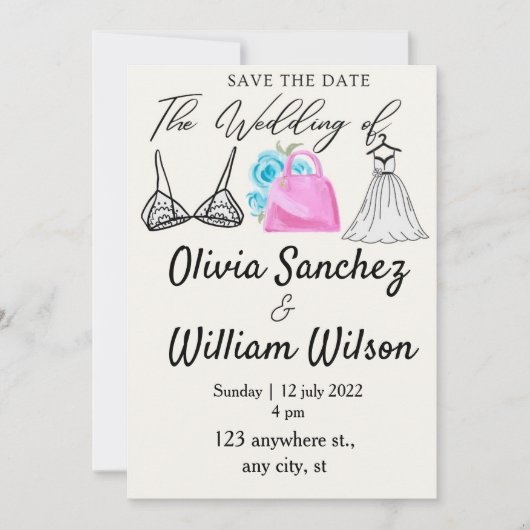 Lingerie Party with dress wedding 招待状 (正面)