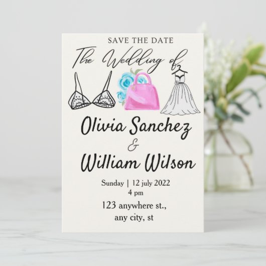 Lingerie Party with dress wedding  招待状 (スタンド正面)