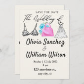 Lingerie Party with dress wedding 招待状 (正面/裏面)