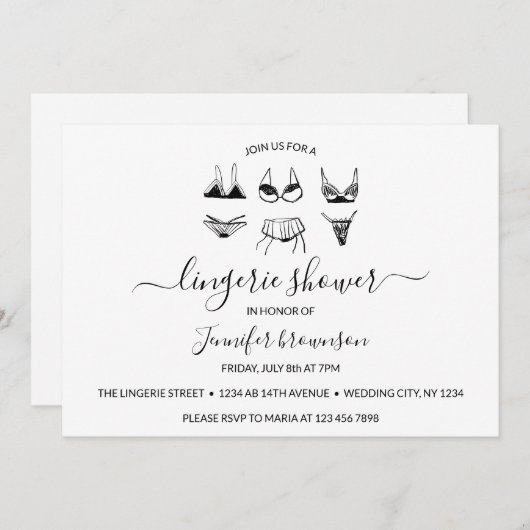 Lingerie shower 招待状 (正面/裏面)