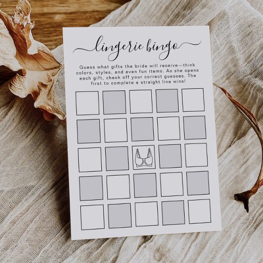 Lingerie Shower Bingo, Lingerie Party Bingo Cards, 招待状