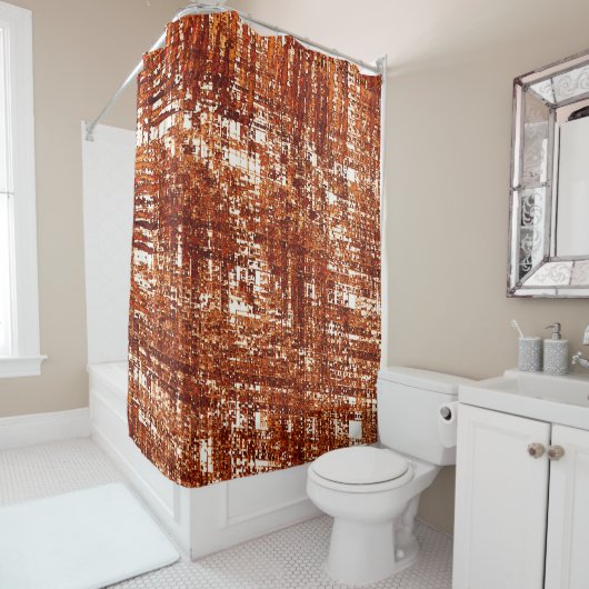 Linhas cruzadas e entalhe de quadrados enferrujado シャワーカーテン (インサイチュ)