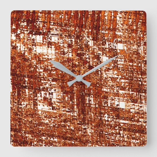 Linhas cruzadas e entalhe de quadrados enferrujado スクエア壁時計 (正面)