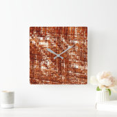 Linhas cruzadas e entalhe de quadrados enferrujado スクエア壁時計 (ホーム)