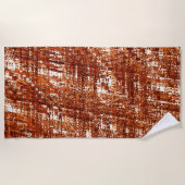 Linhas cruzadas e entalhe de quadrados enferrujado ビーチタオル (正面)