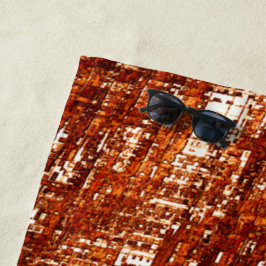 Linhas cruzadas e entalhe de quadrados enferrujado ビーチタオル