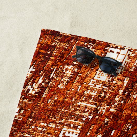 Linhas cruzadas e entalhe de quadrados enferrujado ビーチタオル (インサイチュ)