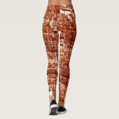 Linhas cruzadas e entalhe de quadrados enferrujado レギンス (裏面)