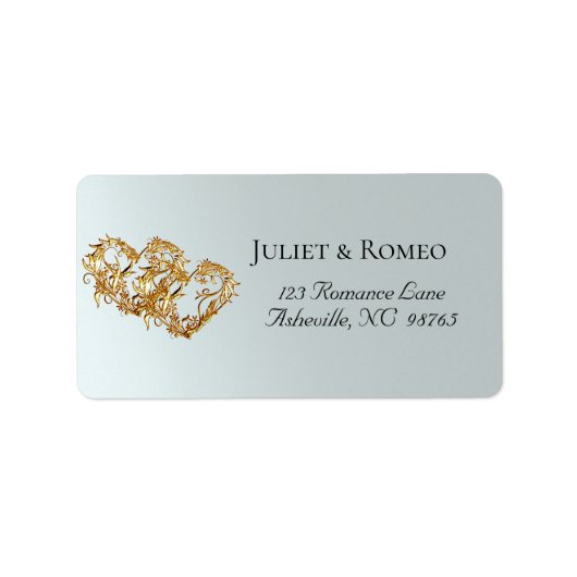 Linked Gold Hearts Return Address ラベル (正面)