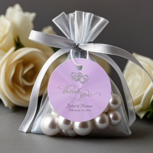 Linked Hearts Calligraphy - Lavender /Silver フェイバータグ