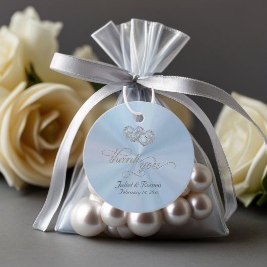 Linked Hearts Calligraphy - Pastel Blue /Silver フェイバータグ