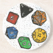 Linoプリントのゲームのサイコロのコースター コースター (正面)