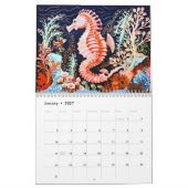 Linocut Sea Creatures Calendar 2026 カレンダー (1月 2027)