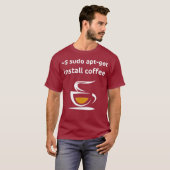 Linu Sudo AptGetインストールコーヒーギークおたくギフト Tシャツ (正面フル)